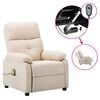 vidaXL Fauteuil &eacute;lectrique de massage cr&egrave;me tissu