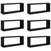 vidaXL &Eacute;tag&egrave;res murales cube 6 pcs Noir 60x15x23 cm Bois d&rsquo;ing&eacute;nierie