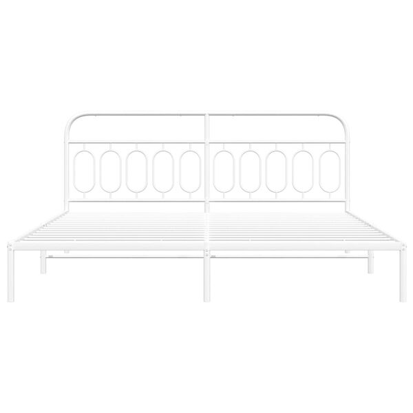 vidaXL Cadre de lit m&eacute;tal sans matelas et t&ecirc;te de lit blanc 200x200 cm