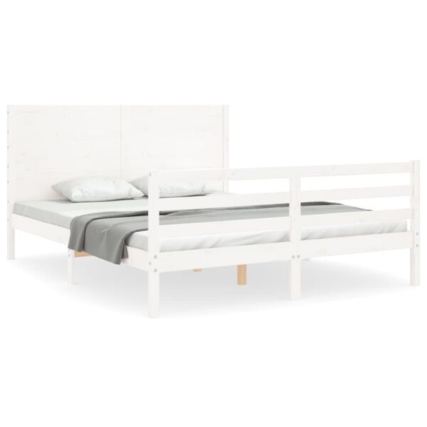 vidaXL Cadre de lit sans matelas blanc 160x200 cm bois massif