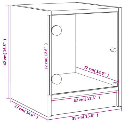 vidaXL Table de chevet avec porte en verre chêne fumé 35x37x42 cm