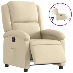 vidaXL Fauteuil inclinable &eacute;lectrique Cr&egrave;me Tissu