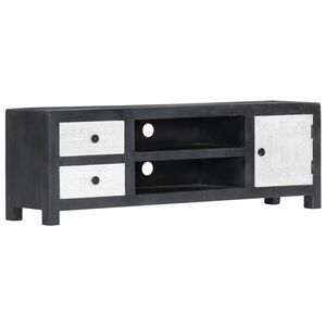vidaXL Meuble TV sculpt&eacute; &agrave; la main Gris et blanc 120x30x40 cm Manguier