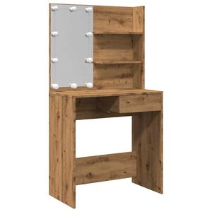 vidaXL Coiffeuse avec LED ch&ecirc;ne artisanal 74,5x40x141 cm