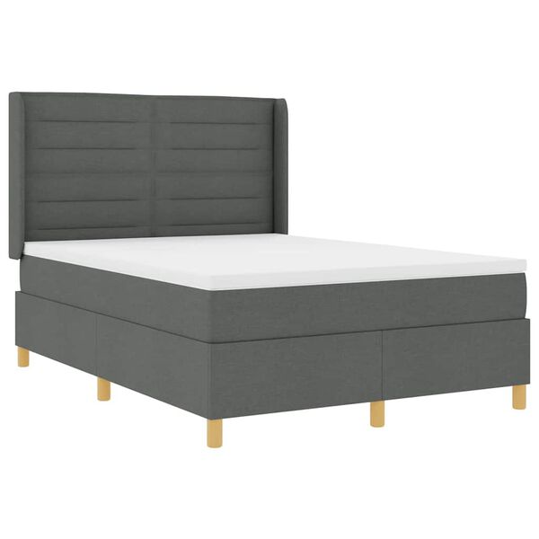 vidaXL Lit &agrave; ressorts avec matelas Gris 140 x 200 cm tissu