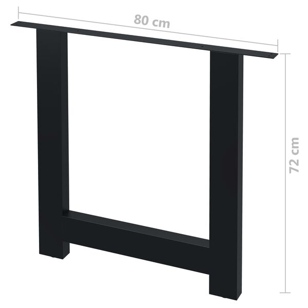 vidaXL Pieds de table de salle &agrave; manger 2 pcs Cadre en H 80x72 cm