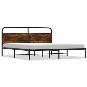 vidaXL Cadre de lit en m&eacute;tal sans matelas ch&ecirc;ne marron 180x200 cm
