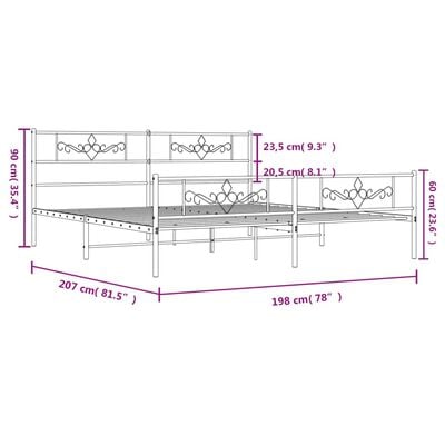 vidaXL Cadre de lit métal sans matelas avec pied de lit noir 193x203cm