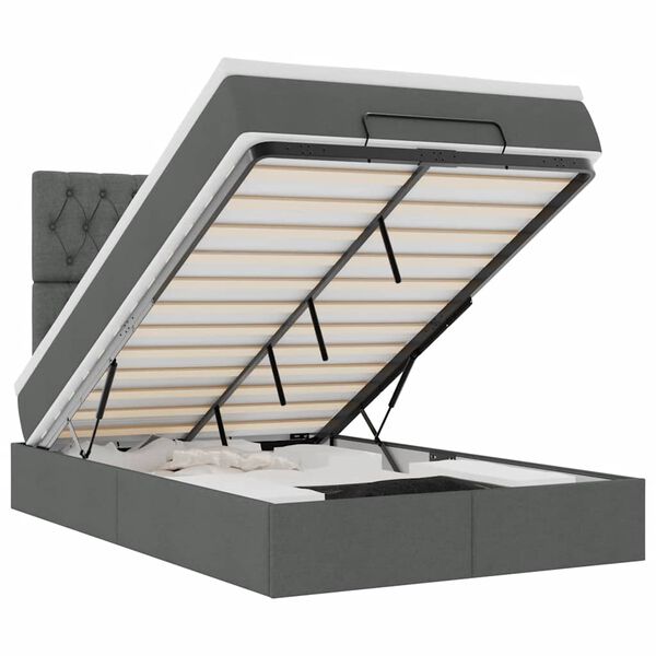 vidaXL Cadre de lit ottoman avec matelas gris fonc&eacute; 120x200cm tissu