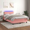 vidaXL Sommier &agrave; lattes de lit et matelas LED rose 120x190 cm velours