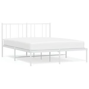vidaXL Cadre de lit m&eacute;tal sans matelas et t&ecirc;te de lit blanc 150x200 cm
