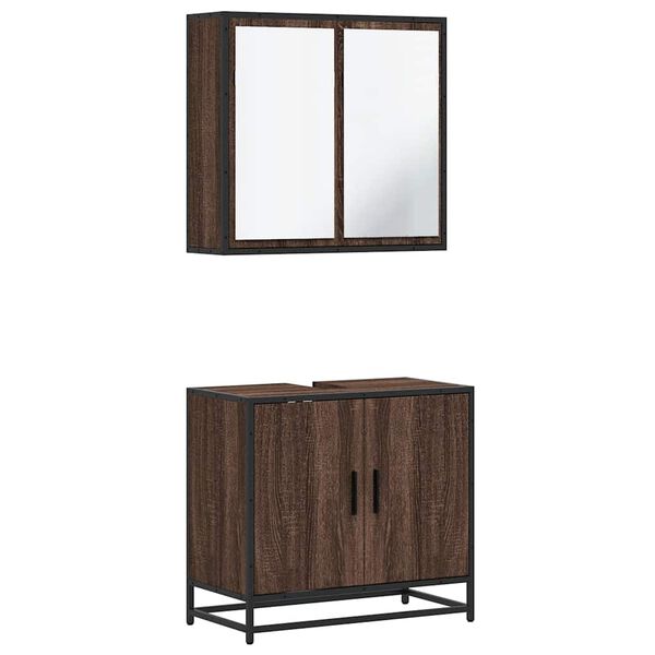 vidaXL Ensemble de meubles de salle de bain 2 pcs Chêne marron