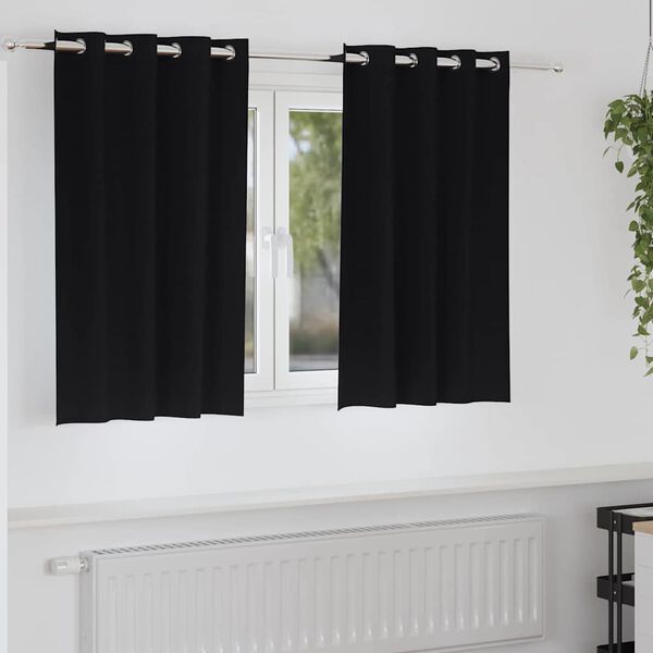 vidaXL Rideaux occultants avec anneaux 2 pcs Noir 140 x 140 cm