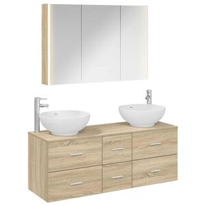 vidaXL Ensemble de mobilier de salle de bain 4 pcs Ch&ecirc;ne Sonoma