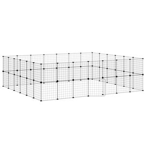 vidaXL Cage animaux de compagnie &agrave; 52 panneaux et porte Noir 245x210x70 cm