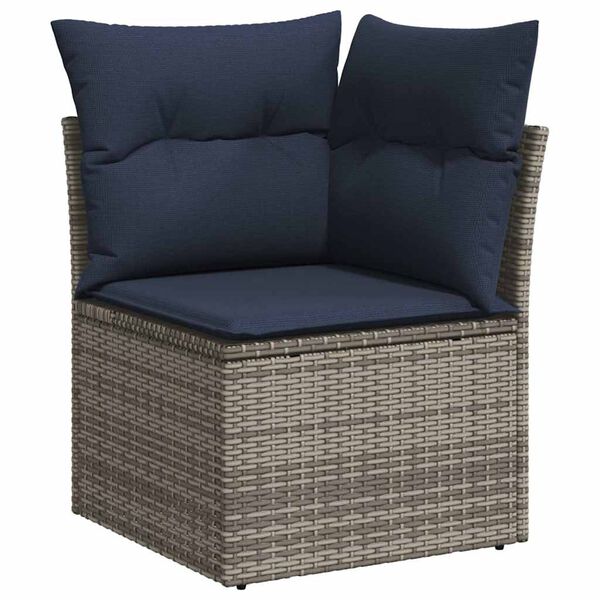 vidaXL Salon de jardin 11 pcs avec coussins gris r&eacute;sine tress&eacute;e
