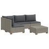 vidaXL 5 pc Ensemble de Salon en Rotin avec Coussins GENDT Gris Kubu