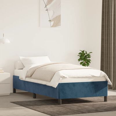 vidaXL Cadre de lit sans matelas bleu foncé 100x200 cm velours