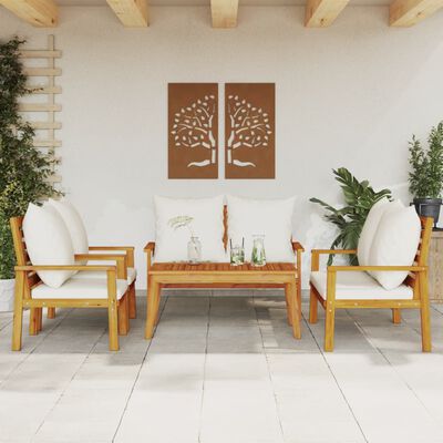 vidaXL Salon de jardin avec coussins 5 pcs Bois d'acacia solide