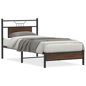 vidaXL Cadre de lit sans matelas ch&ecirc;ne marron 75x190cm bois ing&eacute;nierie