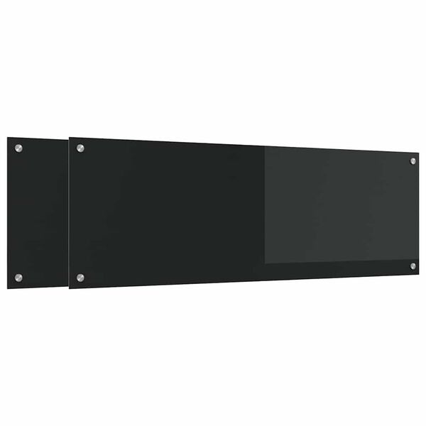 vidaXL Protection de cuisine 2 pcs Noir 120 x 40 cm verre tremp&eacute;