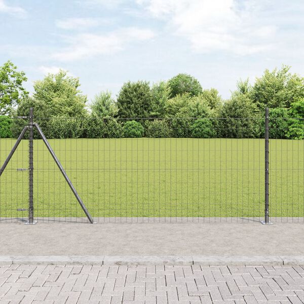 vidaXL Cl&ocirc;ture avec poteau Gris 0,8 x 25 m Acier et PVC