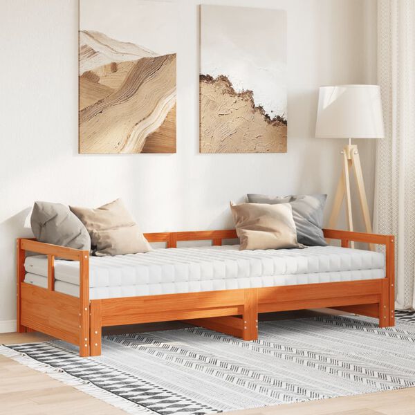 vidaXL Lit de jour et lit gigogne et matelas 90x200 cm bois pin massif