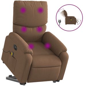 vidaXL Fauteuil inclinable de massage &eacute;lectrique Marron Tissu