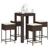 vidaXL Ensemble de bar de jardin avec coussins 5 pcs marron poly rotin
