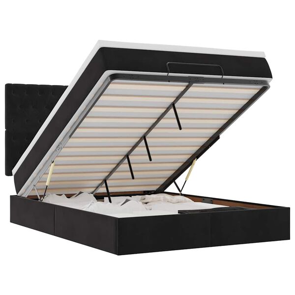 VidaXL Cadre de lit ottoman avec matelas noir 140x200 cm velours