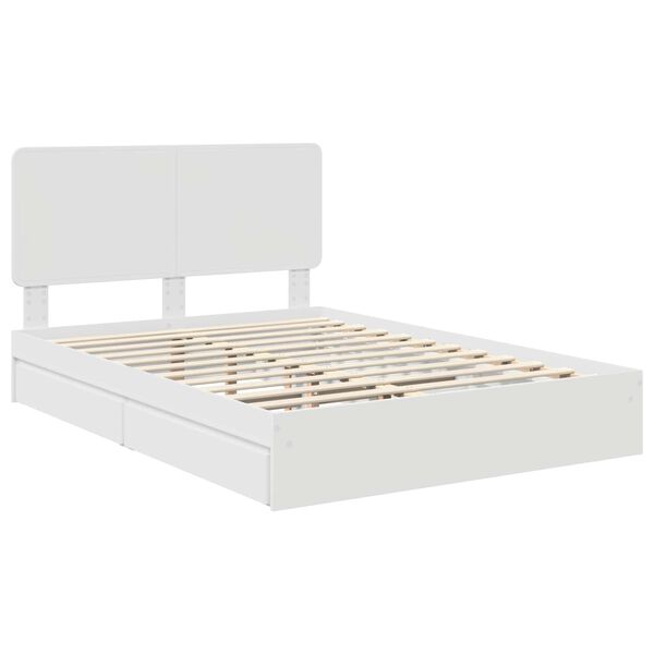 vidaXL Lit de Rangement Blanc 140 x 190 cm Bois d'ing&eacute;nierie