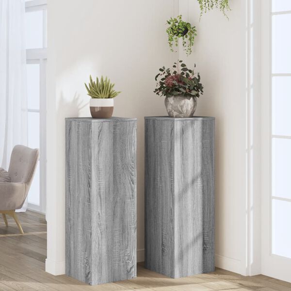 vidaXL Supports pour plantes 2 pcs sonoma gris bois d'ing&eacute;nierie