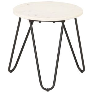 vidaXL Table basse Blanc 40x40x40 cm Pierre v&eacute;ritable texture marbre