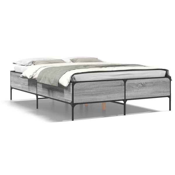 vidaXL Cadre de lit sans matelas sonoma gris 140x200 cm