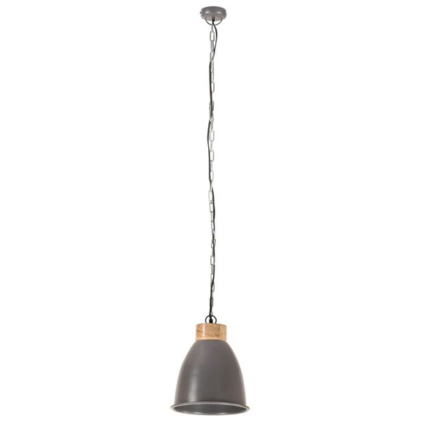 vidaXL Lampe suspendue industrielle Gris Fer et bois solide 23 cm E27