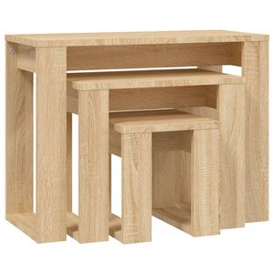 vidaXL Tables gigognes 3 pcs Ch&ecirc;ne sonoma Bois d'ing&eacute;nierie