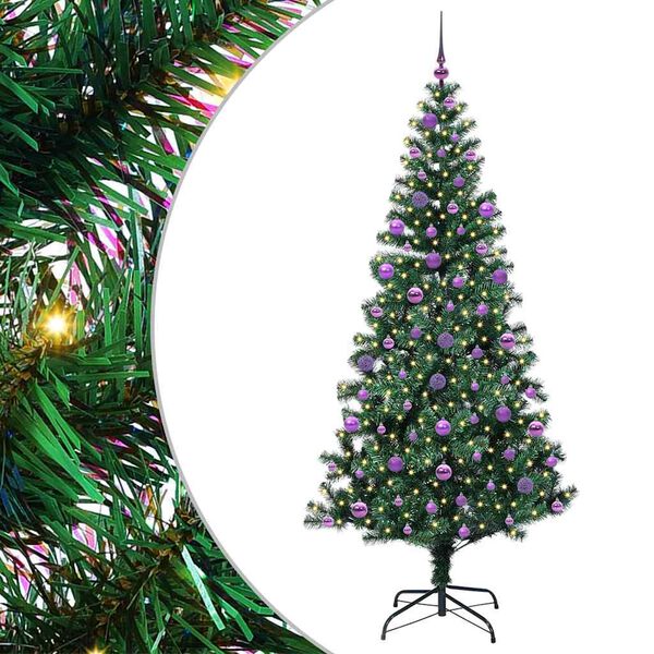 vidaXL Sapin de Noël artificiel pré-éclairé Vert 210 cm PVC et métal