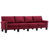 vidaXL Canap&eacute; &agrave; 4 places Rouge bordeaux Tissu