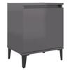 vidaXL Table de chevet avec pieds en m&eacute;tal gris brillant 40x30x50 cm