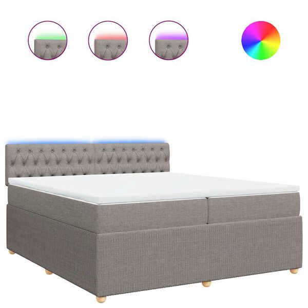 vidaXL Sommier &agrave; lattes de lit avec matelas Taupe 200x200 cm Tissu