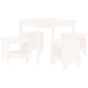 vidaXL Ensemble &agrave; manger de jardin 5pcs blanc bois massif de pin