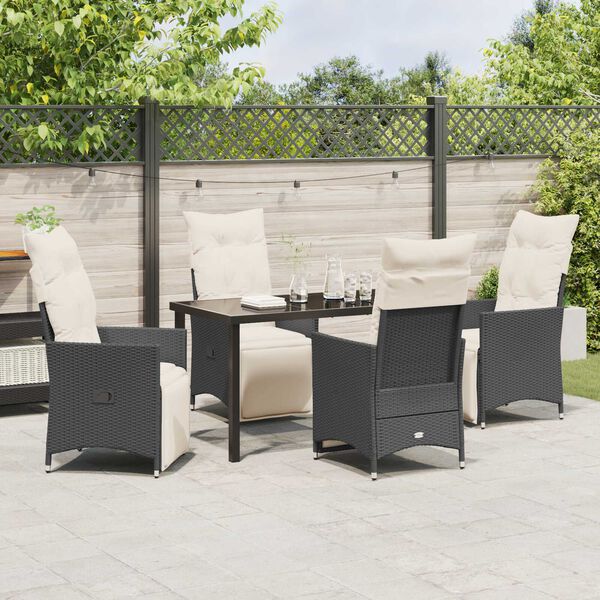 vidaXL Ensemble de salle &agrave; manger pour jardin 5 pcs Noir Poly rotin