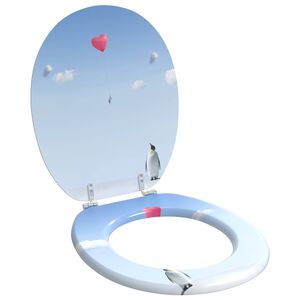 vidaXL Si&egrave;ge de toilette &agrave; fermeture douce Bleu 44 x 38 cm Panneau MDF