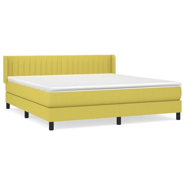 vidaXL Sommier &agrave; lattes de lit avec matelas Vert 160x200 cm Tissu
