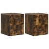 vidaXL Cabinet de chevet mural 2 pc Ch&ecirc;ne fum&eacute; 34,5 x 33 x 40 cm