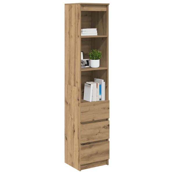 vidaXL Buffet haut chêne artisanal 37,5x35x180 cm bois d'ingénierie
