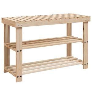 vidaXL &Eacute;tag&egrave;re &agrave; chaussures 2 en 1 et dessus banc Bois de sapin massif