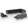 vidaXL Salon de jardin 8 pcs avec coussins R&eacute;sine tress&eacute;e Gris fonc&eacute;