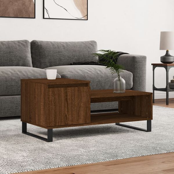 vidaXL Table basse Ch&ecirc;ne marron 100x50x45 cm Bois d'ing&eacute;nierie