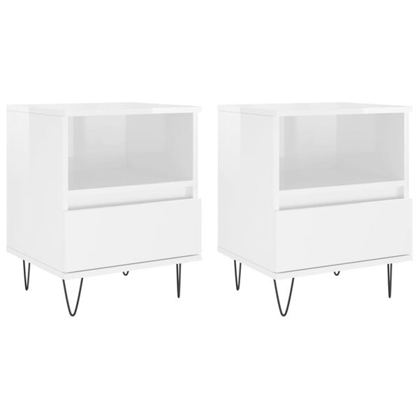 vidaXL Tables de chevet 2 pcs blanc brillant 40x35x50 cm